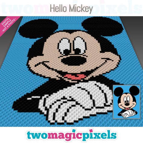 Mickey Crochet, C2c Afghan, Mickey Mouse Blanket, Cross Stitch Knitting, Crochet Graph, Corner To Corner Crochet, Crochet Afgans, Crochet Disney, Crochet For Beginners Blanket