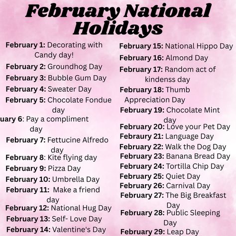 Every day should be celebrated!!

February has many fun national holidays to celebrate!!

Clink the link in my bio to find activities and crafts to go along with some of the national days this month! February Celebration Days, February Holidays 2025, February National Days 2025, National Day Calendar 2025, National Holidays January 2025, Special Days In February, Independent Living Activities, Witchy Blessings, National Days In February