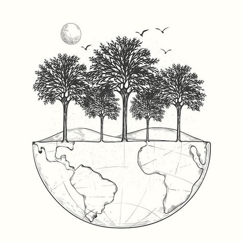 Free vector hand drawn planet earth draw... | Free Vector #Freepik #freevector #earth-sketch #earth-drawing #sketch #drawing Planet Earth Drawing, Earth Sketch, Earth From Moon, Earth Clipart, Earth Drawing, Planet Drawing, Earth Drawings, Earth Illustration, Architecture Concept