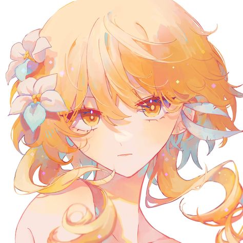 Lumine Fanart Icon, Lumine Flower, Blonde Animated Characters, Lumine Genshin Impact Fanart, Lumine Fan Art, Paimon Fanart, Lumine Pfp, Lumine Fanart, Yellow Pfp