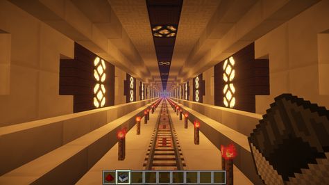 Minecraft Subway Station Entrance, Minecraft Railway Ideas Underground, Minecraft Sewer Tunnel, Minecraft Subway, Minecraft Subway Station, Minecart Tunnel Minecraft, Minecraft Interior, Minecraft Interior Design, Cool Minecraft Creations