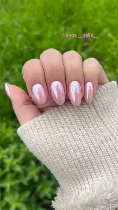 Pink nails with chrome Pink Chrome Nails Dip, Blush Nails With Chrome, Pink Chrome Wedding Nails, Chrome Over Pink Nails, Clear And Pink Nails, Ballerina Chrome Nails, Baby Pink Nails With Chrome, Pastel Pink Chrome Nails, Pink Crome Nails Ideas