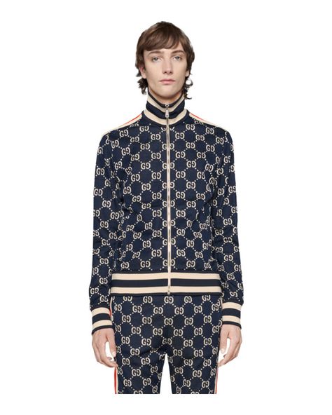 Men's Activewear | Men's Tracksuits | GUCCI® US Rhombus Design, Designer Sweatshirts, Tracksuit Jacket, Luxury Style, Zipper Jacket, Blue Ivory, Cotton Jacket, Casual Backpack, Jogging