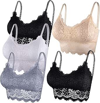 Duufin 5 Pcs Lace Bralettes for Women Bralette Padded Lace Bandeau Bra Tube Bra, Lace Bandeau Bra, Color Clothes, Padded Bralette, Lace Bandeau, Bandeau Bra, Bandeaus, Lace Camisole, Different Outfits