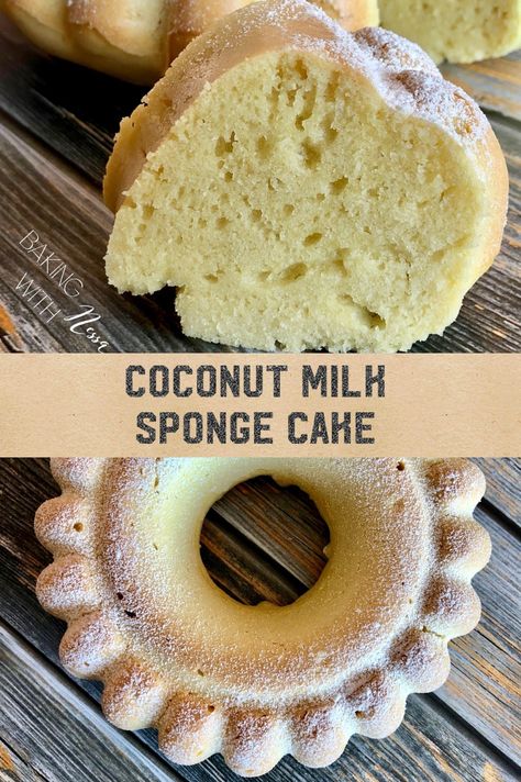 Desert With Coconut Milk, Coconut Sponge Cake Recipe, Coconut Milk Cake Recipes, Canned Coconut Milk Recipes Desserts, Desserts With Coconut Milk, Coconut Milk Recipes Dessert, Cake With Coconut Milk, Recipes With Coconut Milk, Coconut Milk Cake