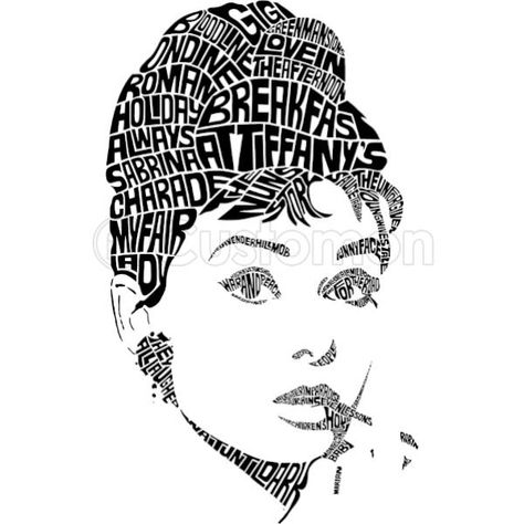 Audrey hepburn Men's T-shirt Art Design Studio Names, Typographic Portrait, Typography Portrait, Typography Design Quotes, Minimalist Graphic Design, Pop Art Women, Fashion Typography, Typographic Art, Cool Typography