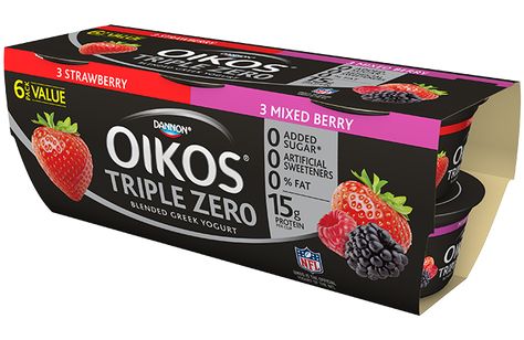 Triple Zero Greek Yogurt, Oikos Protein Yogurt, Oikos Yogurt, Oikos Triple Zero, Low Calorie Food, Healthy Frozen Meals, Brand Food, Food Nutrition Facts, Protein Yogurt