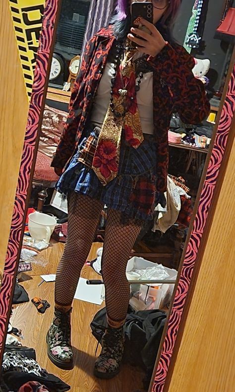 I still have not cleaned my room shhh Maxamilist Outfit, Colorful Punk Aesthetic, Maximalism Fashion Aesthetic, Colorful Punk Outfits, Maxamilist Outfits, Maximalist Style Fashion, Goblin Oc, Maximalism Fashion, Colorful Punk