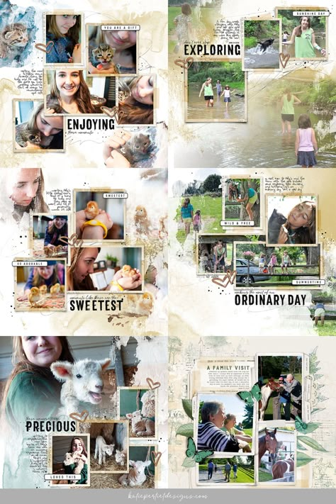 Photo Album Collage Ideas, New Year Scrapbook, Scrapbook Magazine Layout, Katie Pertiet, Scrapbook Magazine, Photo Book Layout Design, Digital Scrapbook Ideas, Baby Album Design, Digital Scrapbook