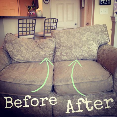 Quick and Easy (And Cheap!) way to fix your sagging couch cushions. #DIY #ProjectRandi #Couch #Cushions #Home Sagging Couch Cushions, Fix Sagging Couch, Cheap Couch, House Hacks, Furniture Fix, Upcycle Ideas, Slip Covers, Basement House, Diy Couch