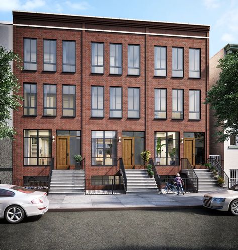 Townhome Design, New York Townhouse, Townhouse Exterior, Modern Townhouse, Urban Housing, Town Houses, Row Houses, Townhouse Designs, Park Slope