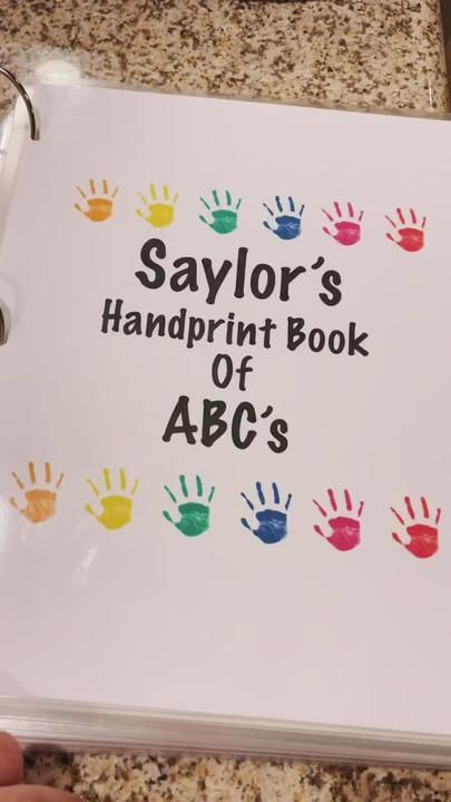 Z Is For Craft Handprint, Abc Book Ideas, Letter A Handprint Craft, Abc Handprint Art Alphabet Book, Handprint Alphabet Book, Alphabet Handprint Art, Handprint Alphabet, Preschool Craft Activities, Abc Art