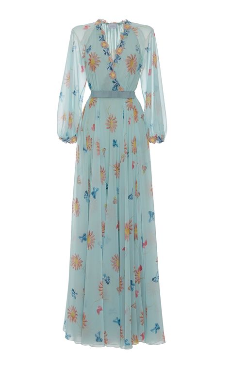 Islamic Clothing Abayas, Printed Flowers, Luisa Beccaria, Georgette Dress, Fashion Enthusiast, Neckline Dress, Dresses Floral, Floral Dresses, Maxi Skirts