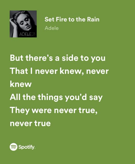 Theres A Side To You That I Never Knew, Adele Lyrics, Set Fire To The Rain, Fire To The Rain, Great Song Lyrics, Music Journal, Lana Del Rey Lyrics, Meaningful Lyrics, Song Lyric Quotes