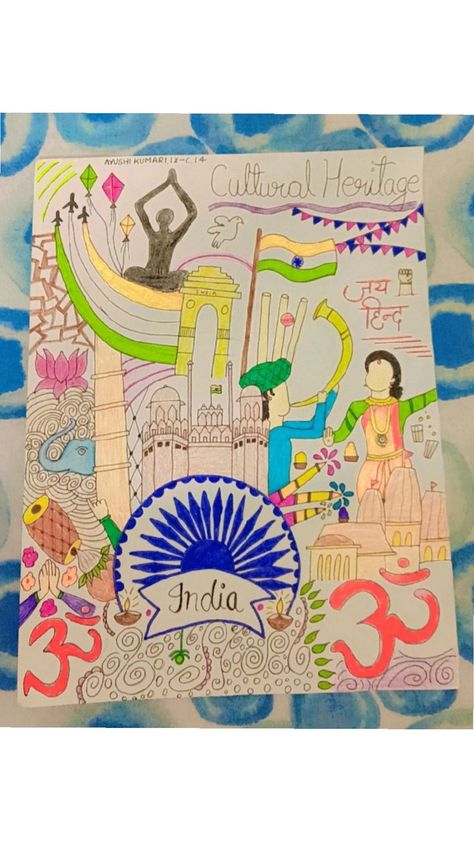 Cultural heritage of our INDIA 🌼✨ Culture And Heritage Of India Drawing, Heritage Drawing, India Drawing, Culture Drawing, India Culture, Cultural Heritage, India, Drawings, Quick Saves