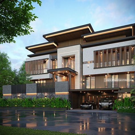 House 3 Floors, Beautiful Bungalow, Emporio Architect, Proposal Design, Latest House Designs, American House, Architectural Services, Bungalow House Design, Mediterranean Homes