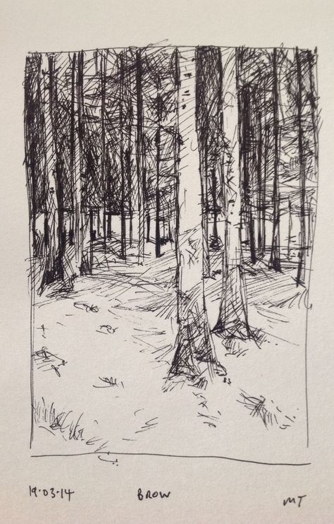 Nature Sketch Aesthetic, Sketched Landscape, Landscape Sketch Nature, Woods Sketch, Hill Sketch, Drawings Of Love, Stylo Art, Forest Sketch, Art Buildings