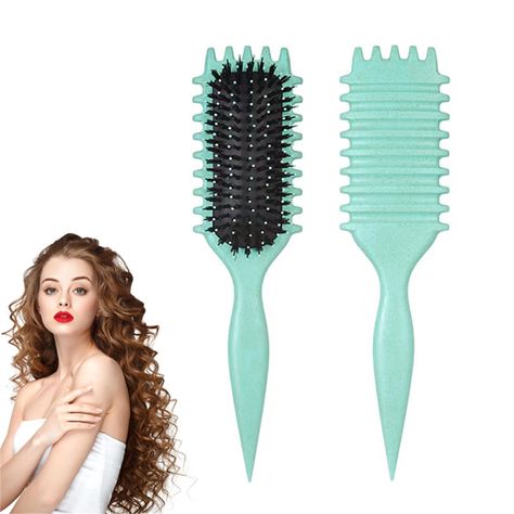 PRICES MAY VARY. 【Curl Defining Brush】Its ergonomic handle and strategically placed bristles define, shape, and detangle curls effortlessly. Featuring a special teeth design that helps to evenly divide hair for a more convenient styling experience. 【Curl Brush】Managing partial hair care can be challenging for those with thick hair. Our curling hair comb makes it easier to handle, ensuring your hair stays neat and organized. 【Curl Brush Defining Brush】 In addition to its hair care function, our c Curly Hairbrush, Curling Hairstyles, Hair Shaping, Brush For Curly Hair, Curl Brush, Bristle Hair Brush, Teeth Design, Boar Bristle Hair Brush, Wavy Hair Care