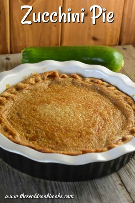 Prepared in a blender, this summertime Zucchini Pie doesn’t disappoint. This classic cream pie made with zucchini reminds us of a sugar cream pie with a bit extra cinnamon. #zucchini #pie Sugar Cream Pie Recipe, Zucchini Pie Recipes, Snickers Fudge, Zucchini Salsa, Boston Cream Pie Recipe, Coconut Cream Pie Easy, Sugar Cream Pie, Zucchini Recipes Dessert, Picnic Potluck