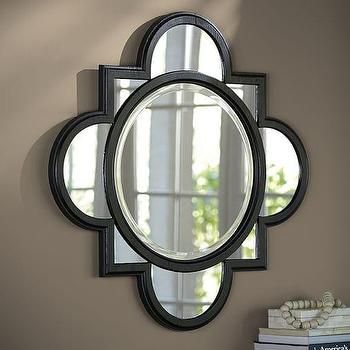 Bianca Quatrefoil Mirror I Pottery Barn Quatrefoil Mirror, Sunroom Furniture, Net Design, Black Wall Clock, Mirror On The Wall, Mirror Design, Cnc Projects, Rectangle Mirror, Wood Wall Clock