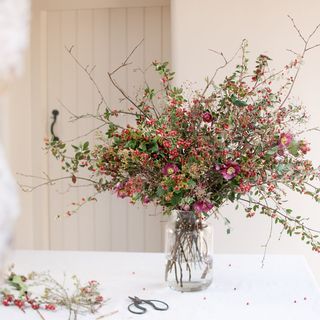 Mantel Installation, Recreate Yourself, Philippa Craddock, Winter Mantels, Vase With Branches, Mantel Design, Fall Floral Arrangements, Unique Bouquet, Holiday Floral