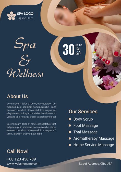 Spa Flyer Design Template#pikbest#Templates#Flyer#Others Spa Flyer Design, Manicure For Men, Wood Spa, Massage Pictures, Spa Flyer, Spa Logo, Travel Poster Design, Aromatherapy Massage, Spa Center