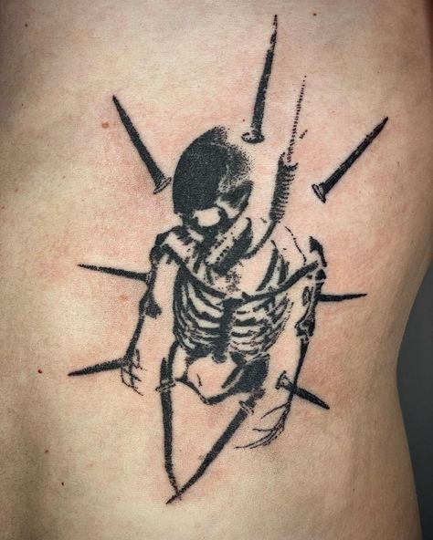 Tato Grunge, Nyc Tattoo, Grunge Tattoo, Sigil Tattoo, Sick Tattoo, Skeleton Tattoos, 4 Tattoo, Inspiration Tattoo, Tatuaje A Color