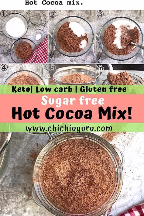 Sugar Free Hot Cocoa Mix Recipe, Sugar Free Hot Cocoa, Cocoa Mix Recipe, Sugar Free Hot Chocolate, Hot Cocoa Mix Recipe, Hot Chocolate Mix Recipe, Desayuno Keto, Sugar Free Drinks, Homemade Hot Cocoa