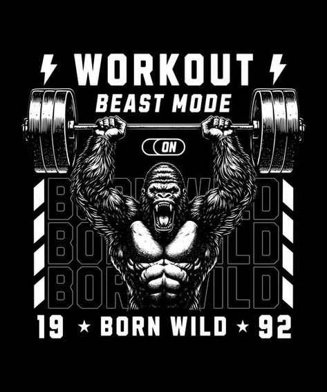 Gorilla bodybuilding T-Shirt Design Template Gym Shirt Design, Shirt Back Design, Motivation Shirt, Bodybuilding T Shirts, Cartoon Character Tattoos, Gym Logo, Logo Tshirt, T Shirt Design Template, Illustration Ideas