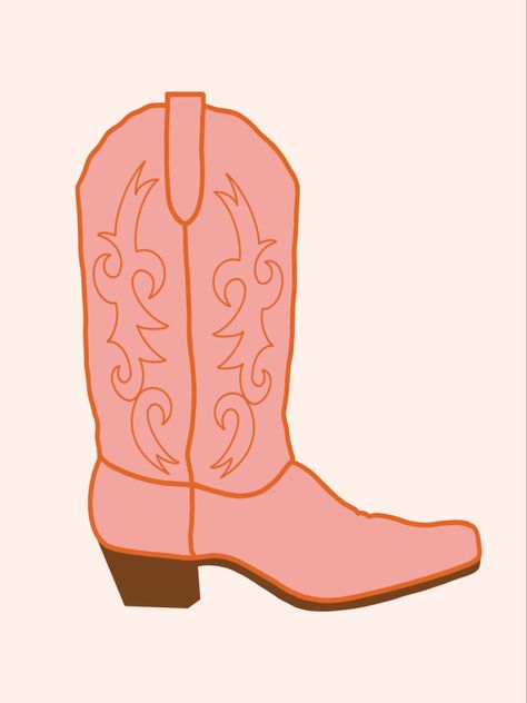 Cowgirl Boot Clipart, Cowgirl Boot Doodle, Easy Cowboy Boot Painting, How To Draw Cowboy Boots, Painting Cowboy Boots, Cowgirl Boots Drawing, Cowboy Boots Painting, Cowboy Boot Drawing, Boot Drawing