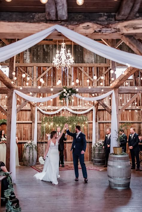 Small Barn Wedding Ideas, Machine Shed Wedding Reception, Pole Barn Wedding Reception, Barn Ceremony Wedding, Pole Barn Wedding, Small Barn Wedding, Barn Wedding Reception Ideas, Barn Wood Floors, Old Barn Wedding