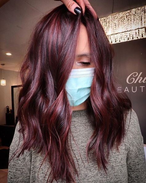 Merlot Hair, Boysenberry Color, Pelo Color Borgoña, Rambut Brunette, Wine Hair, Red Hair Inspo, Dark Auburn, Hair Color Burgundy, Color Highlights