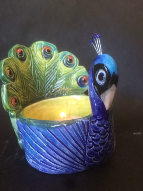 Clay Peacock, Peacock Pottery, Ceramic Peacock, Peacock Diya Stand, Peacock Ceramics, Peacock Candle Holder, Bird Pinch Pot, Ceramic Turtle, Pottery Candle Holder