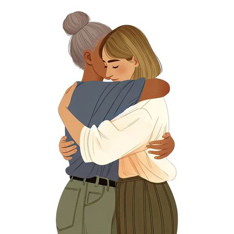 Discover the essence of Embrace of Comfort in our latest design! An illustration of two women in a heartfelt embrace, conveying trust and friendship. Explore more: https://artwaves65.studio/friendship-s-warmth #embrace #comfort #friendship #warmth #illustration #two #women #heartfelt #conveying #trust #friends #affection #support #tenderness #bonding #understanding #serenity #empathy #connection #caring Hug Illustration Friendship, Warmth Illustration, Empathy Illustration, Women Hugging Each Other, Women Hugging, Hugging Drawing, Support Friends, Hug Illustration, Friendship Art