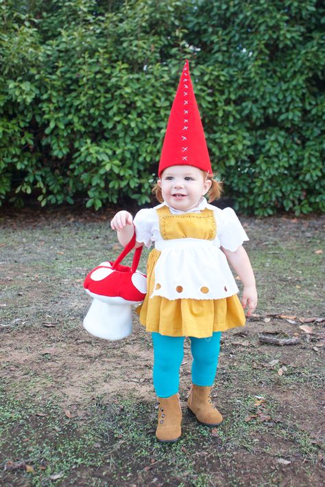 Diy Gnome Costume, Diy Halloween Costumes For Girls, Garden Gnomes Costume, Diy Costumes Kids Boys, Gnome Costume, Mushroom Bag, Halloween Costume Toddler Girl, Twin Halloween, Diy Gnome