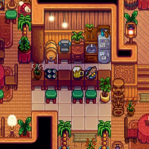 stardew valley island farmhouse design Stardew Ginger Island Farmhouse, Stardew Valley Island Farmhouse, Stardew Valley Spa Design, Stardew Valley Ginger Island House Design, Island House Stardew Valley, Stardew Valley Ginger Island Farmhouse, Aesthetic Stardew Valley House, Stardew Valley Farm Layout Beach Aesthetic, Ginger Island House Layout