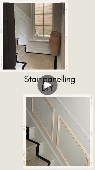 3K views · 130 reactions | Here⬇️⬇️⬇️ 
.
If you love stair panelling (and maybe have a Pinterest board dedicated to it- or lots of saved inspiration pics on Instagram) but are put off by the cost or effort of DIYing it - that’s why I’m in your feed! 
.
Stair panelling, one of my favourite design features, is an achievable, affordable home DIY project and a great way to add character. 

Lots of people are put off from attempting attempting stair panelling because of the angles (which don’t conform to the usual 45/90 degrees that most mitre boxes or shears are set up for. Don’t panic, as I’ve got a simple hack to template the angles you need to cut. 

I use moulding strips from B&Q as well as their own brand (Diall) grab adhesive and caulk and Dulux quick-dry eggshell paint. 

I added an ext Stair Panelling, Stair Paneling, Inspiration Pics, Eggshell Paint, Hallway Ideas, 90 Degrees, Pinterest Board, Simple Tricks, Quick Dry