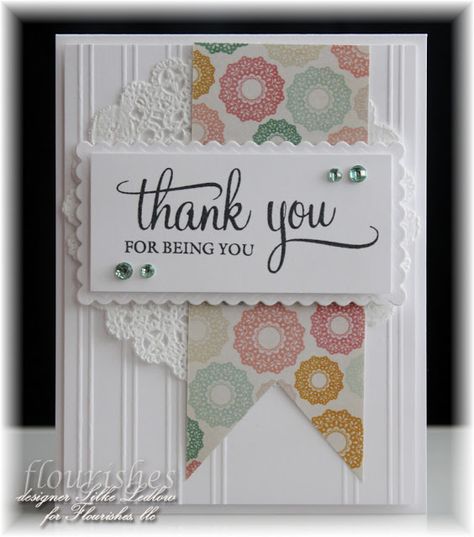 Happy TGIF...today we are featuring the last sneak peek from the Flourishes December Release...come and find out how you can win all three sets!!! Simple Cards Thank You, Easy Thank You Cards, Stampin Up Merci, Clean And Simple Thank You Cards, Easy Cards, Thanks Card, Embossed Cards, Mothers Day Cards, Card Designs