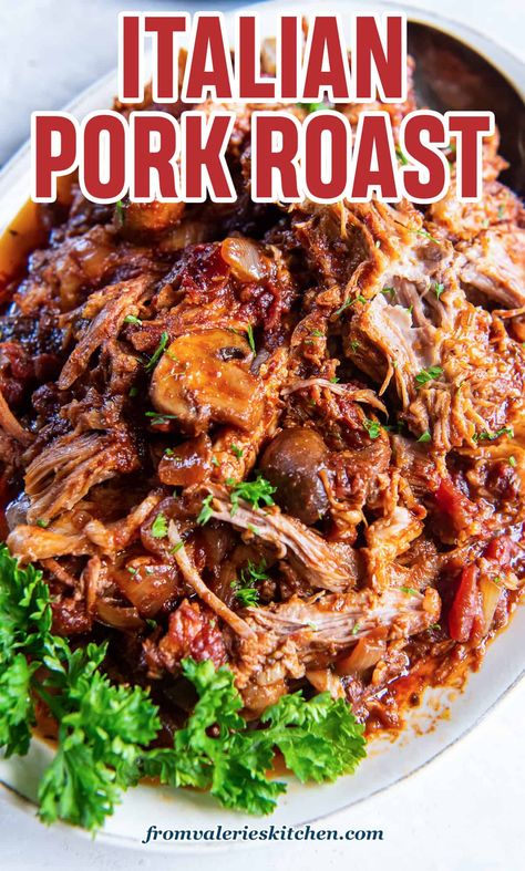 Pork Roast With Tomatoes, Pork Shoulder Roast Crock Pot Mexican, What To Do With Pork Shoulder, Italian Style Pot Roast, Pork Italian Recipes, Boneless Shoulder Roast Recipes, Pork Shoulder Blade Roast Crock Pot, Pork Shoulder Roast Instant Pot, Pork Shoulder Crock Pot Recipes