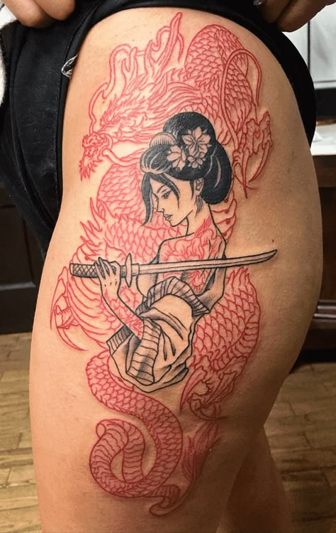 Princess Mulan Tattoo Design Images (Princess Mulan Ink Design Ideas) Mulan Warrior Tattoo, Geisha Tattoo For Women, Dragon And Geisha Tattoo, Geisha Tattoo Design For Women Back, Mushoo Mulan Tattoo, Mulan Sleeve Tattoo, Asian Woman Tattoo Design, Women Samurai Tattoo, Japanese Female Samurai Tattoo