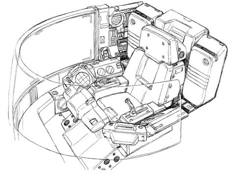 Spaceship Cockpit Concept Art, Cockpit Concept Art, Cockpit Drawing, Scifi Cockpit, Gundam Spaceship, Cockpit Illustration, Robot Cockpit, Gundam Cockpit, Mech Cockpit