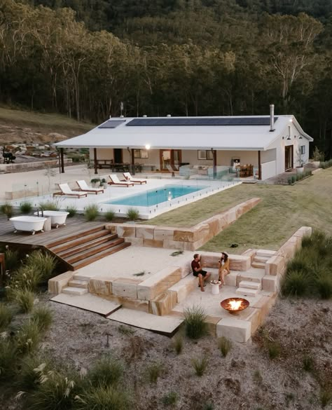 Country Pool Landscaping, Acreage Landscaping, Country Pool, Acreage Living, Nature Escape, Baking Homemade, Pool Landscape Design, Outdoor Bath, Hunter Valley