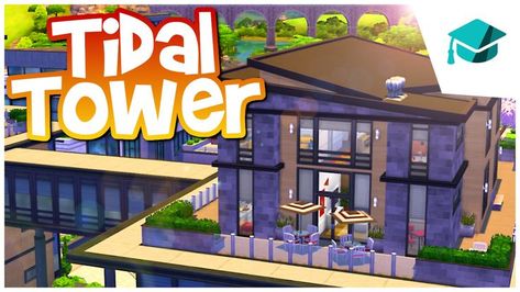 I completely rebuilt the Tidal Tower dorms in Foxbury for my save file! 🦞 • 📍 30x20 on the Foxbury Campus • No CC • Gallery ID: ChrissieYT • Packs Used: NOT pack restricted! • 6 bed, 8 bath (space for 12 Students) • Original Lot Name: Tidal Tower Sims 4 Discover University, Sims 4 Builds, Save File, Sims 4 Build, Sims 4 Cc, The Sims 4, The Sims, Sims 4, Tower