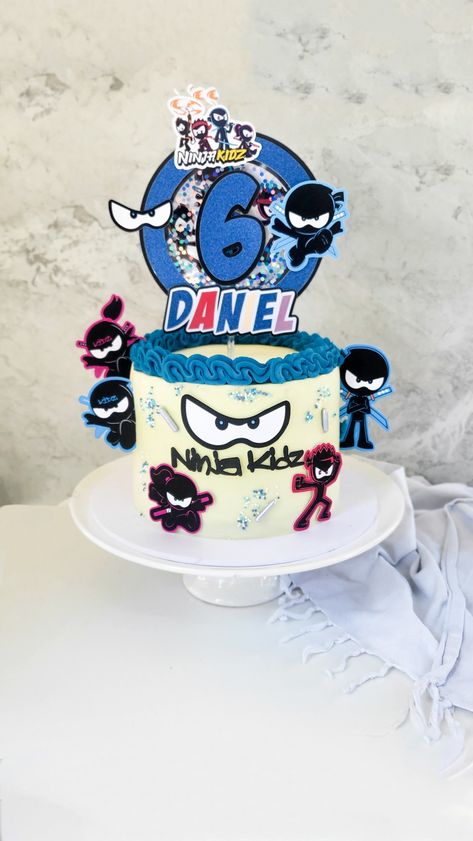 Ninja Kidz Tv Birthday Cake Ideas, Ninja Kidz Cakes, Ninja Theme Cake, Ninja Birthday Party Ideas Cake, Ninja Birthday Cake Ideas, Ninja Kidz Party, Ninja Kidz Tv Birthday Party Ideas, Ninja Kids Birthday Party Ideas, Ninja Cake Ideas Boys