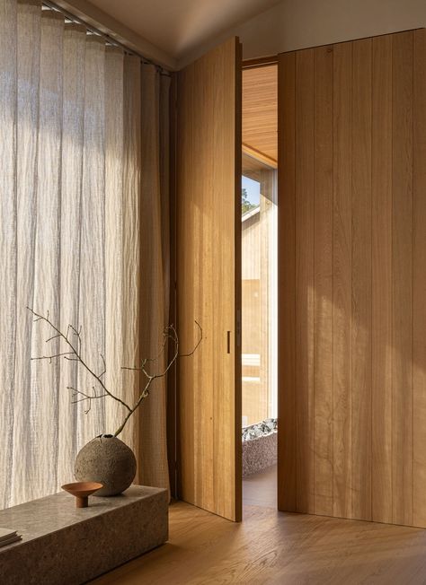 Sjöparken | Norm Architects Retreat Architecture, Trunk Hotel, Oak Cladding, Cottage Build, Wooden Cladding, Traditional Japanese Architecture, Resort Living, Japandi Design, Interior Minimalista