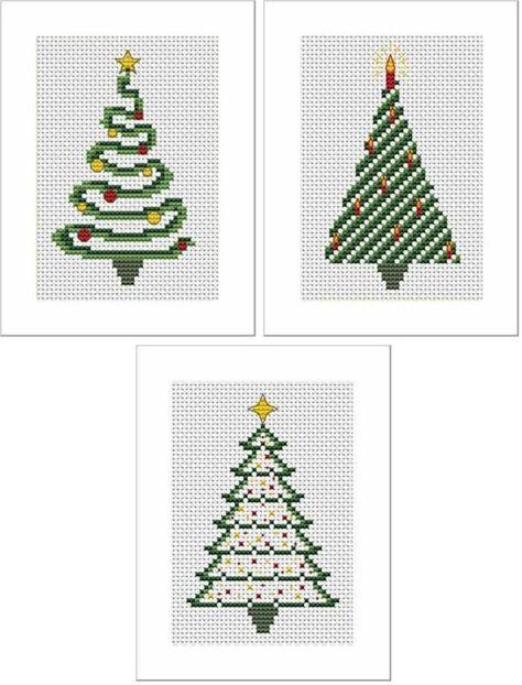 Festive Trees Cross Stitch Christmas Card Kits Set of 3 - Etsy UK Cross Stitch Xmas Tree, Christmas Tree Cross Stitch Patterns, Aperture Cards, Cross Stitch Christmas Cards, Crochet Christmas Ornaments Free, Cross Christmas Tree, Unique Cross Stitch, Stitching Cards, Xmas Cross Stitch