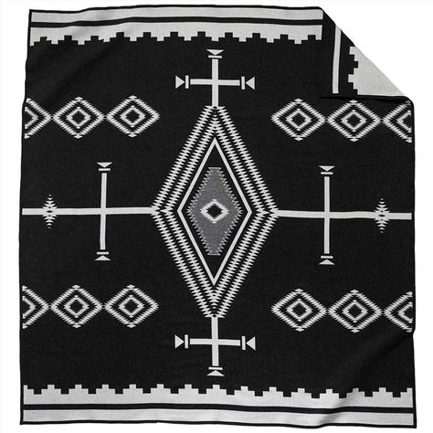 Pendleton Los Ojos Wool Blanket - Black/White, King Size Pendleton Wool Blanket, King Size Blanket, Pendleton Blanket, Queen Size Blanket, Queen Blanket, Star Blanket, Pendleton Woolen Mills, Reversible Blanket, Southwestern Decorating