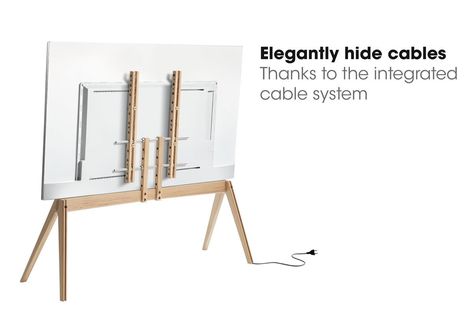 Vogel's NEXT OP2 TV Floor Stand - Suitable for 55 up to 77 inch TVs up to 50 kg - Scandinavian design from Denmark Easel Tv Stand, Tv Holder, Tall Tv Stands, Tv Floor Stand, Hide Cables, Design Tv, Wooden Tv Stands, Mobile Tv, Tv Accessories