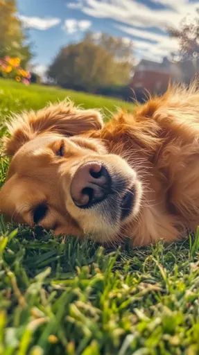 ↑↑↑ Larger size on website 🔸 A golden retriever dog is lying on its side in a grassy field, with its eyes closed and its nose poi Grassy Field, A Golden Retriever, Eyes Closed, Dogs Golden Retriever, White Clouds, Retriever Dog, Golden Retrievers, Golden Retriever, Dogs