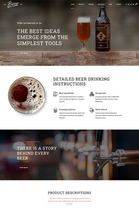 Craft Beer is a WordPress theme exclusively built for craft beer, brewery, pub or beer house websites. It is fully responsive, retina ready and easy to customize. Brewery Website, Beer Website, Beer House, Disruptive Innovation, Corporate Strategy, Beer Pub, Beer Brewery, Beer Bar, Wordpress Themes